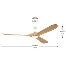 Kichler 310580MWH - 80 in Mylo Ceiling Fan with Satin Etch Cased Opal Glass in Matte White with White Maple Wood Blades