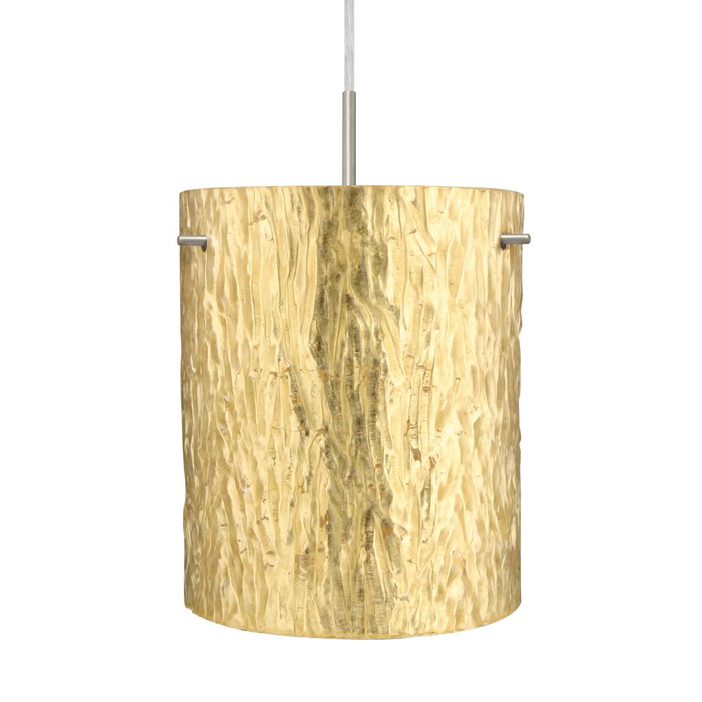 Besa Pendant Tamburo 8 Satin Nickel Stone Gold Foil 1x100W Medium Base