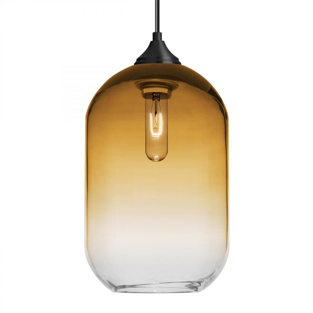 Besa, Omega 12 Cord Pendant, Amber/Clear, Black Finish, 1x60W Medium Base