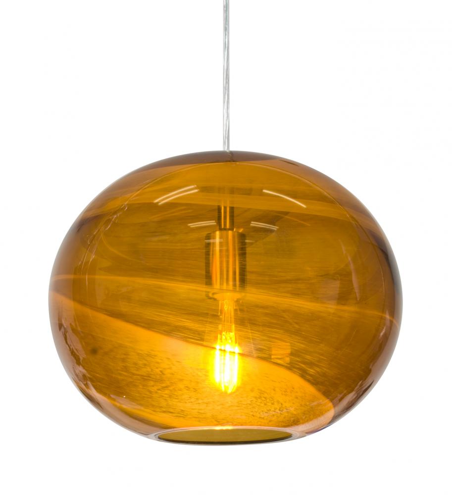 Besa, Geno Cord Pendant, Vapor Amber, Satin Nickel Finish, 1x8W LED Filament