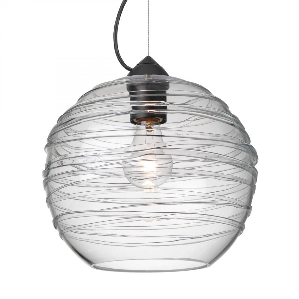 Besa Wave 10 Pendant Black Clear 1x60W Medium Base