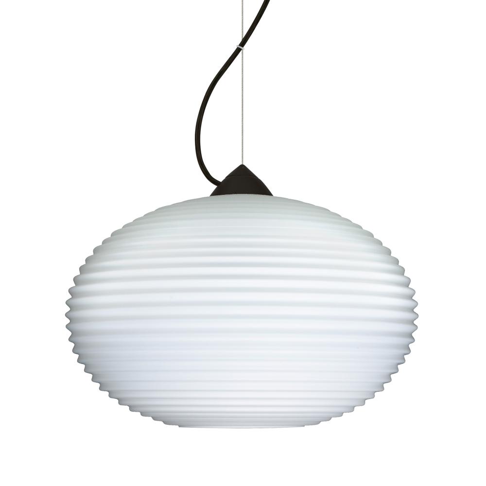 Besa Pape 10 Pendant 1Kx Opal Ribbed Black 1x100W Medium Base