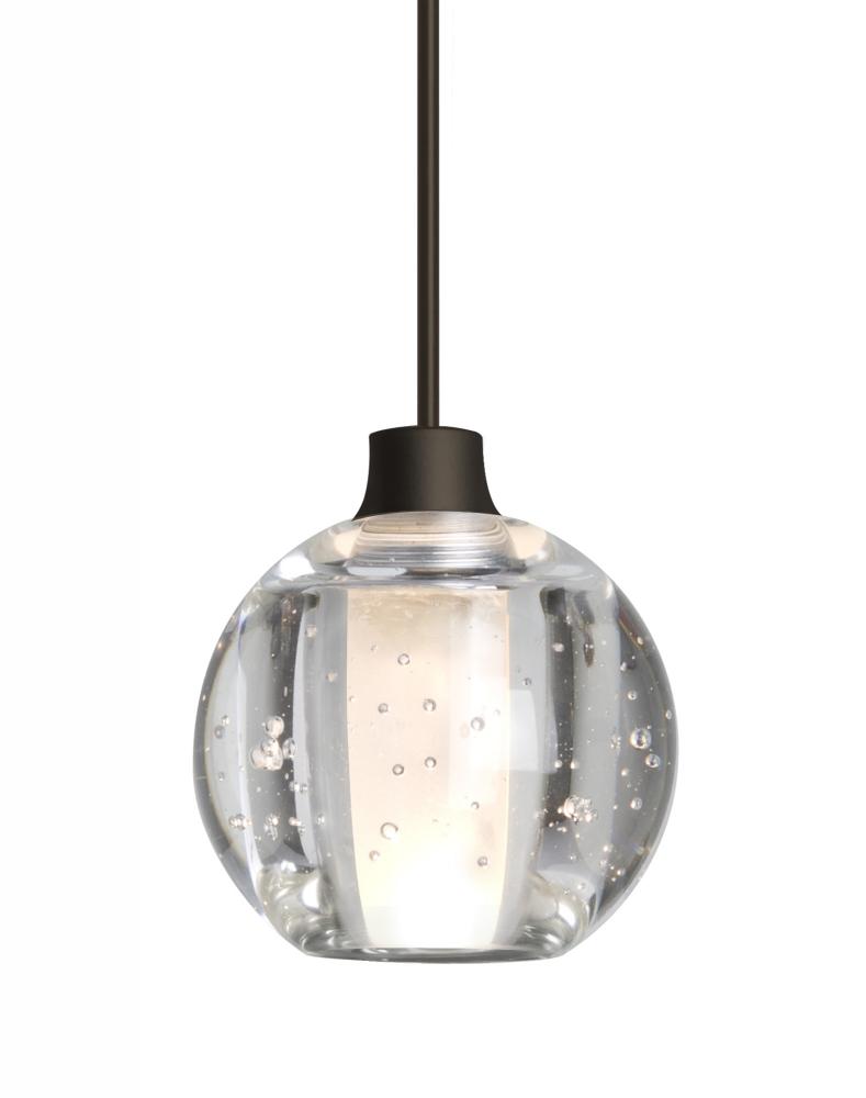 Besa, Boca 5 Cord Pendant, Clear Bubble, Bronze Finish, 1xMAX GY6.35 Base
