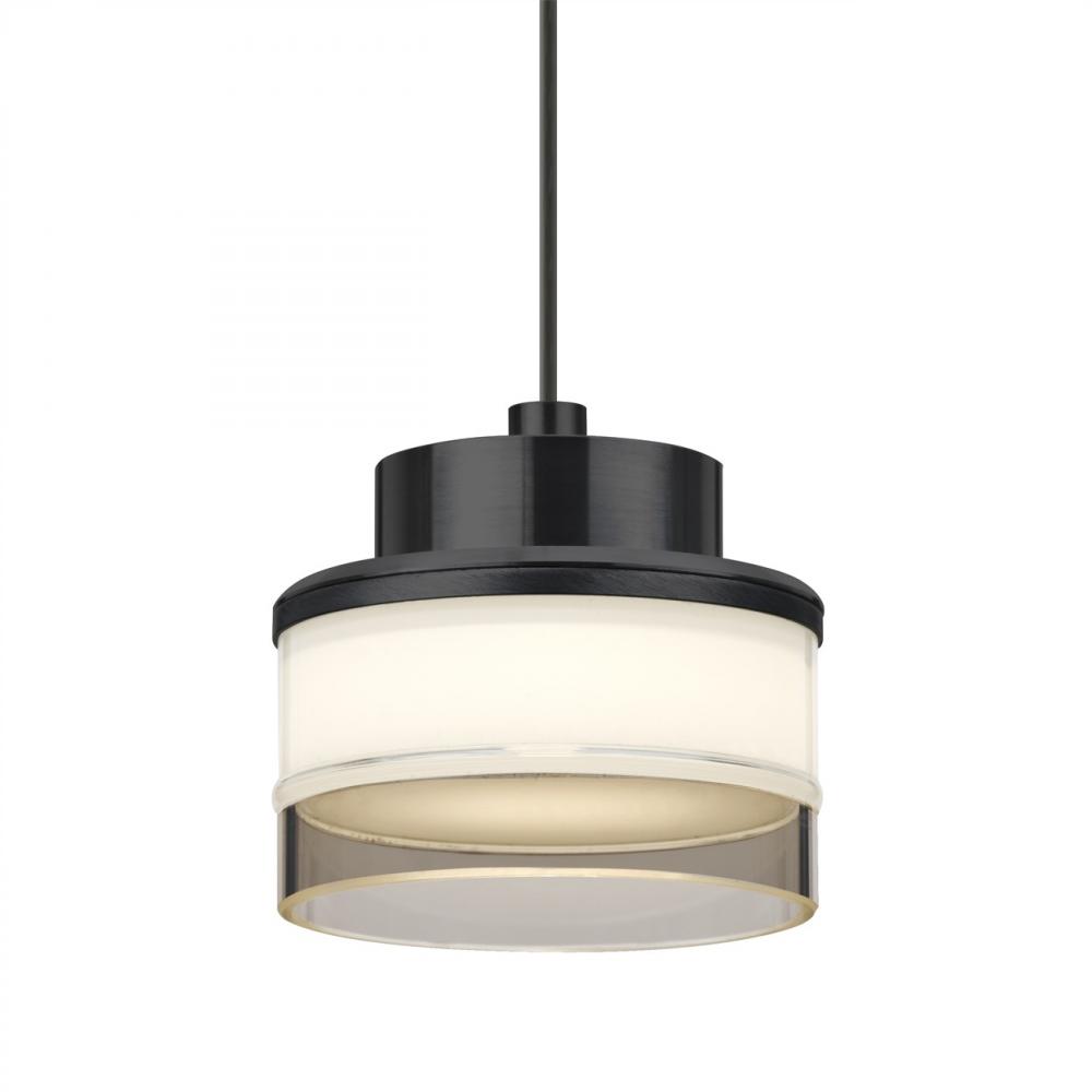 Besa Pivot Pendant, Opal Glossy/Smoke, Black Finish, 1x3W LED