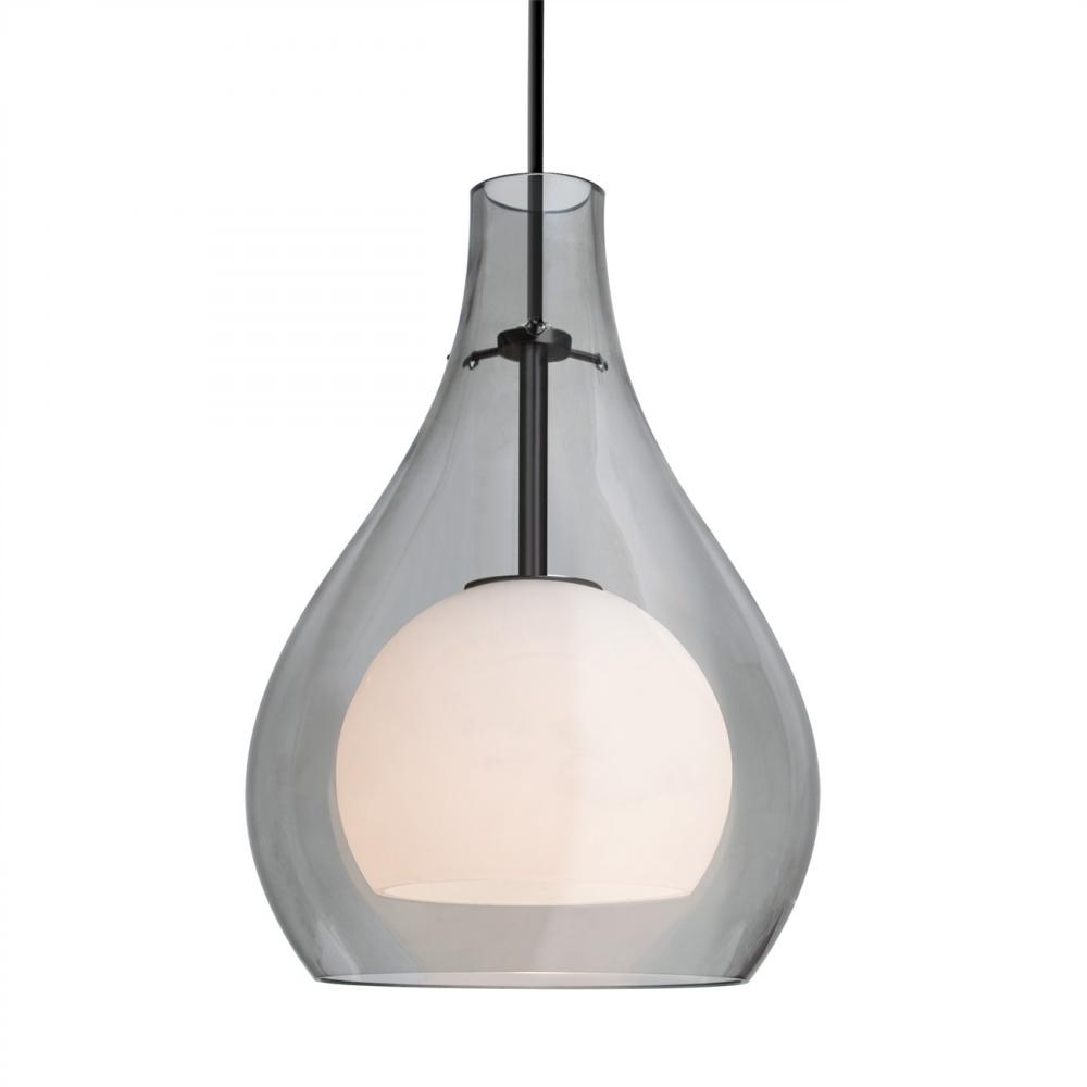 Besa, Elle 11 Cord Pendant for Multiport Canopy, Gray, Black Finish, 1x9W LED
