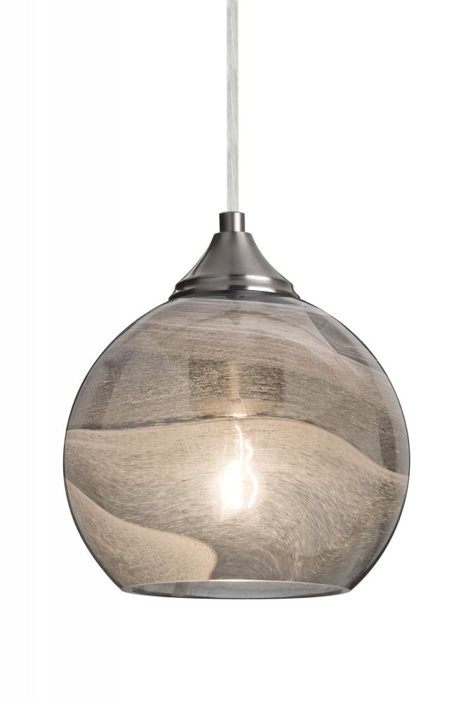 Besa, Jilly Cord Pendant For Multiport Canopy, Vapor Smoke, Satin Nickel Finish, 1x60W Medium Base