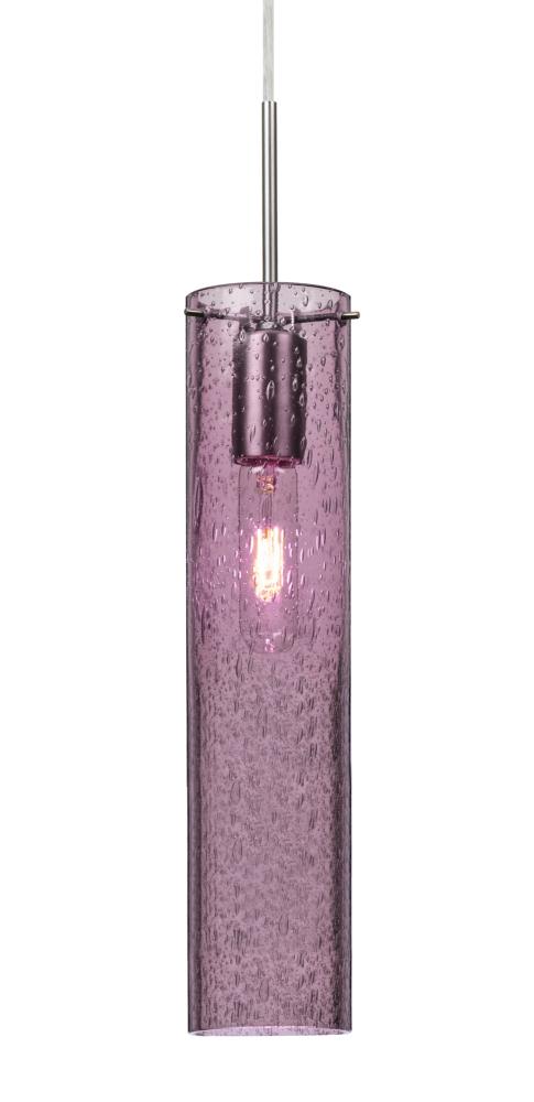Besa, Juni 16 Pendant For Multiport Canopy, Plum Bubble, Satin Nickel, 1x60W Medium Base
