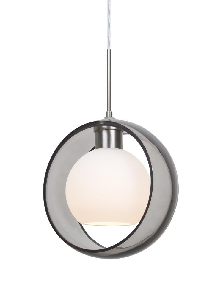 Besa Mana Pendant For Multiport Canopy, Smoke/Opal, Satin Nickel Finish, 1x60W Medium Base