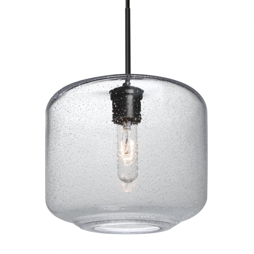 Besa Niles 10 Pendant For Multiport Canopy, Clear Bubble, Black Finish, 1x60W Medium Base T10