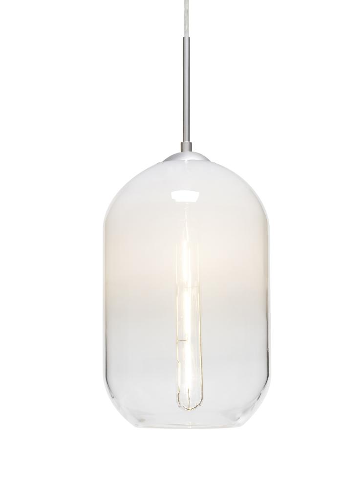 Besa, Omega 12 Cord Pendant For Multiport Canopies, White/Clear, Satin Nickel Finish