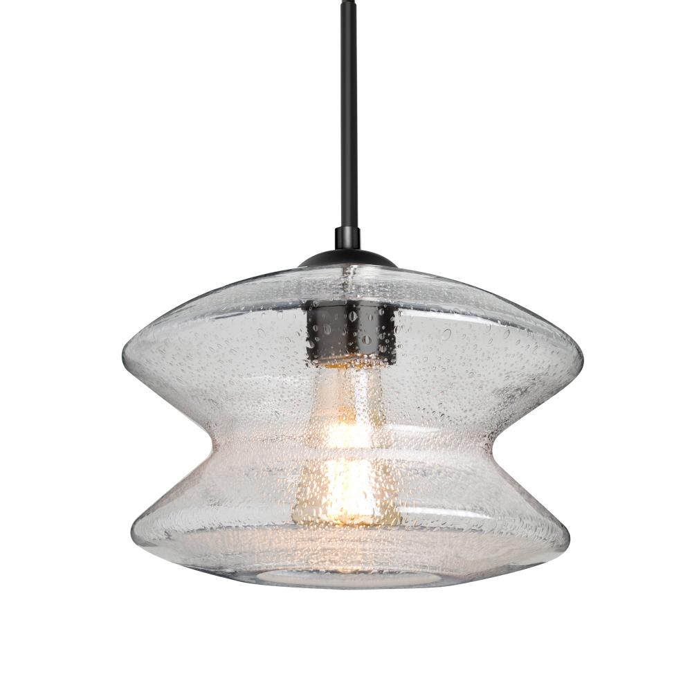 Besa, Zen Cord Pendant For Multiport Canopy, Clear Bubble, Black Finish, 1x60W Medium Base