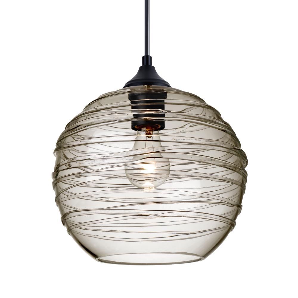 Besa Wave 10 Outdoor Pendant Black Finish, Smoke 1xE26 Base