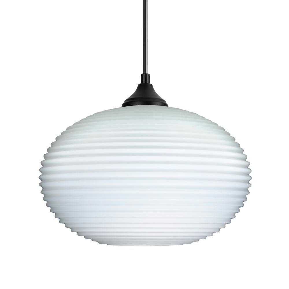 Besa Outdoor Pendant Pape 10 Black Finish, Opal Ribbed 1xE26 Base