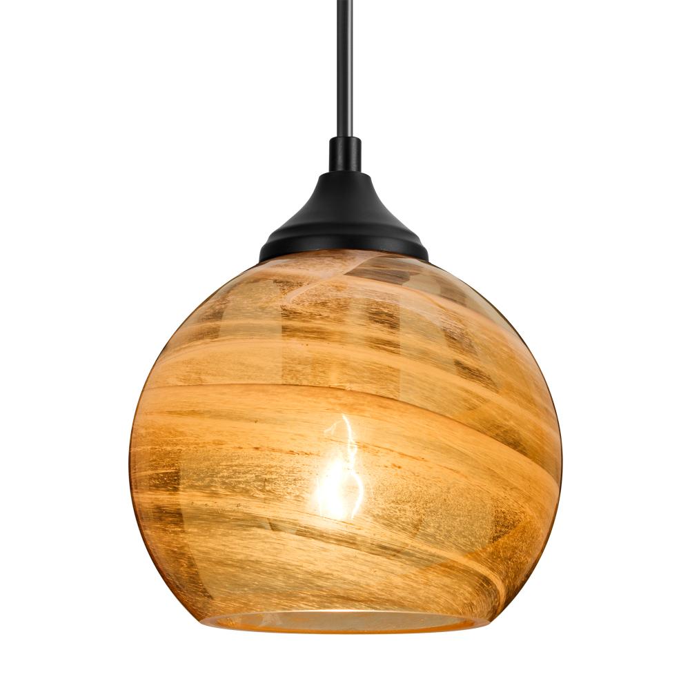 Besa, Jilly Outdoor Pendant, Vapor Amber, Black Finish, 1xE26 Base