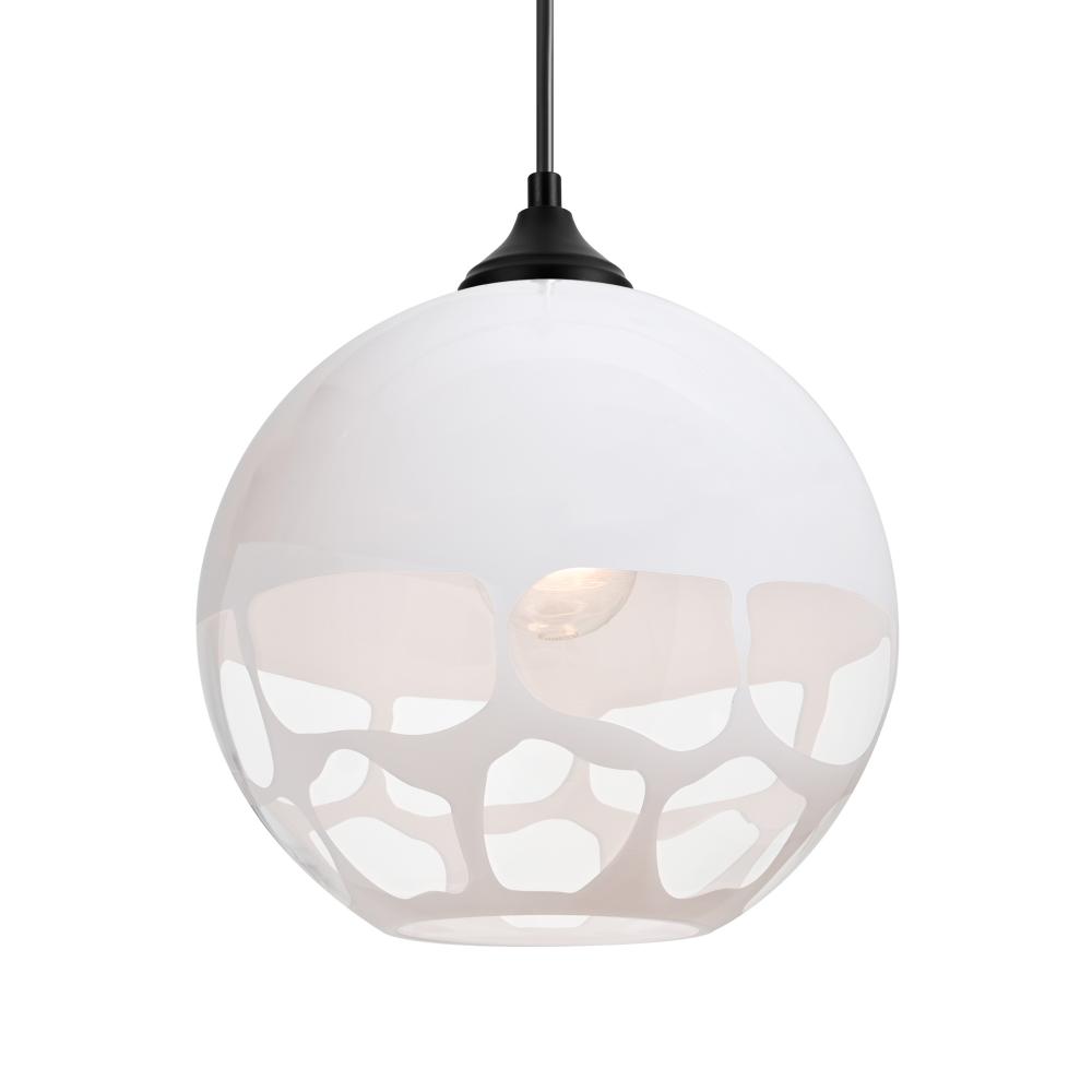 Besa, Rocky Outdoor Pendant, White, Black Finish, 1xE26 Base Base
