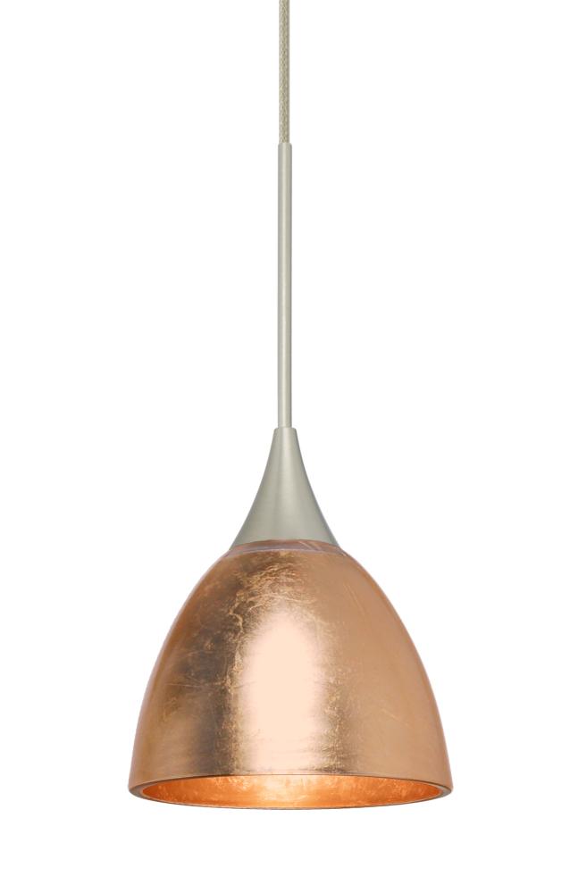 Besa Divi Pendant, Copper Foil, Satin Nickel, 1x50W MAX GY6.35 Base