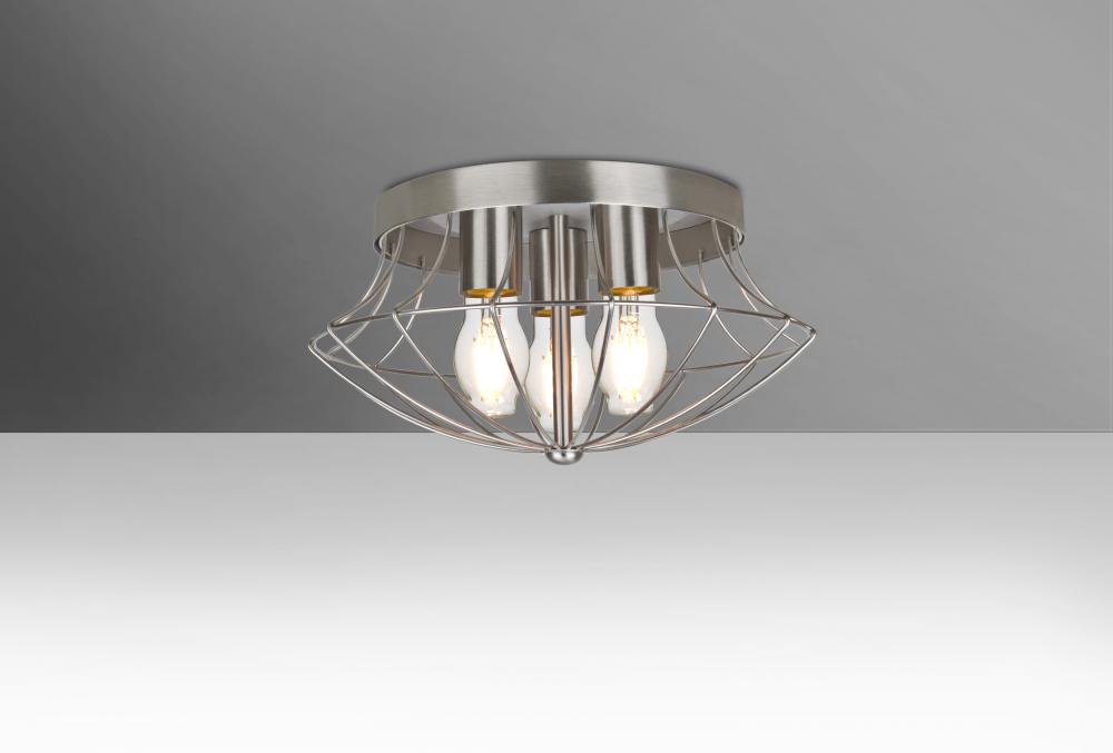 Besa Ceiling Spezza 13 Satin Nickel 3x8W LED Filament