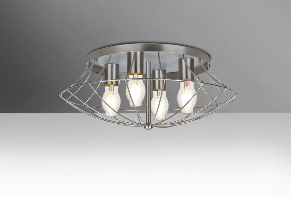 Besa Ceiling Spezza 18 Satin Nickel 4x8W LED Filament