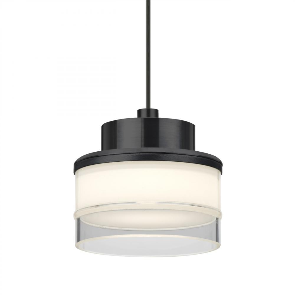 Besa Pivot Pendant For Multiport Canopy, Opal Glossy/Clear, Black Finish, 1x3W LED