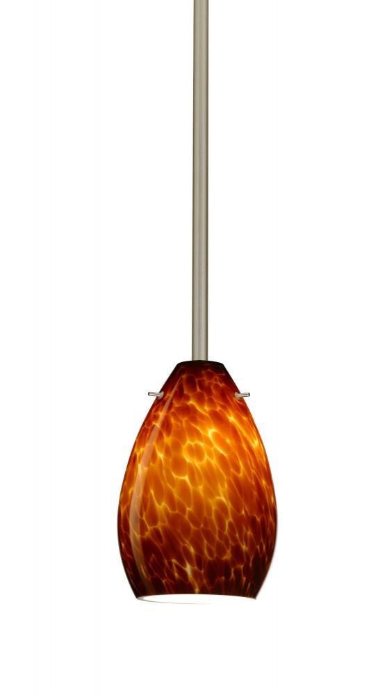 Besa Pera 6 Stem Pendant Satin Nickel Amber Cloud 1x50W Candelabra