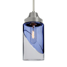 Besa Lighting 1JC-BLINKBL-EDIL-SN - Besa, Blink Cord Pendant, Trans. Blue/Clear, Satin Nickel Finish, 1x4W LED Filament
