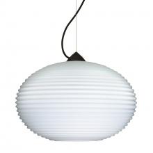 Besa Lighting 1KX-491307-BK - Besa Pape 12 Pendant 1Kx Opal Ribbed Black 1x100W Medium Base