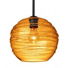 Besa Lighting 1TT-462782-BK - Besa Wave 10 Stem Pendant Black Amber 1x60W Medium Base