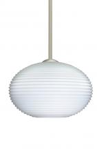 Besa Lighting 1TT-491307-SN - Besa Stem Pendant Pape 12 Satin Nickel Opal Ribbed 1x100W Medium Base
