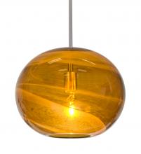 Besa Lighting 1TT-GENOAM-SN - Besa, Geno Stem Pendant, Vapor Amber, Satin Nickel Finish, 1x60W Medium Base