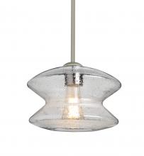 Besa Lighting 1TT-ZENCL-EDIL-SN - Besa, Zen Stem Pendant, Clear Bubble, Satin Nickel Finish, 1x8W LED Filament