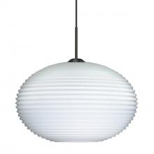 Besa Lighting J-491307-BK - Besa Pendant For Multiport Canopy Pape 12 Black Opal Ribbed 1x100W Medium Base