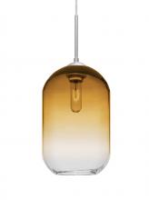 Besa Lighting J-OMEGA12AM-SN - Besa, Omega 12 Cord Pendant For Multiport Canopies, Amber/Clear, Satin Nickel Finish