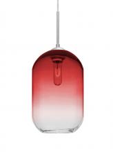 Besa Lighting J-OMEGA12RD-SN - Besa, Omega 12 Cord Pendant For Multiport Canopies, Red/Clear, Satin Nickel Finish
