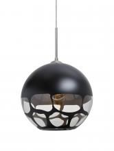 Besa Lighting J-ROCKYBK-SN - Besa, Rocky Cord Pendant For Multiport Canopies, Black, Satin Nickel Finish, 1x60W Medium Base
