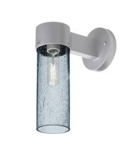 Besa Lighting JUNI10BL-WALL-EDIL-SL - Besa, Juni 10 Outdoor Sconce, Blue Bubble, Silver Finish, 1x4W LED Filament