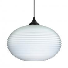 Besa Lighting OP-491307-BK - Besa Outdoor Pendant Pape 12 Black Finish, Opal Ribbed 1xE26 Base