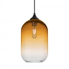 Besa Lighting OP-OMEGA12AM-BK - Besa, Omega 12 Outdoor Pendant, Amber/Clear, Black Finish, 1xE26 Base