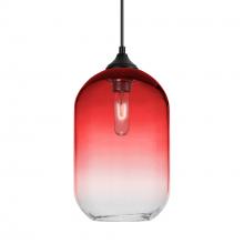 Besa Lighting OP-OMEGA12RD-BK - Besa, Omega 12 Outdoor Pendant, Red/Clear, Black Finish, 1xE26 Base