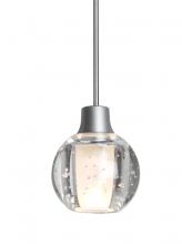 Besa Lighting X-BOCA3BB-LED-SN - Besa, Boca 3 Cord Pendant For Multiport Canopies, Clear Bubble, Satin Nickel Finish, 1x3W LED