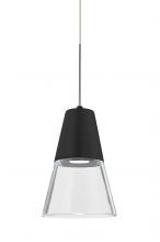 Besa Lighting XP-TIMO6BC-LED-SN - Besa, Timo 6 Cord Pendant, Clear/Black, Satin Nickel Finish, 1x9W LED