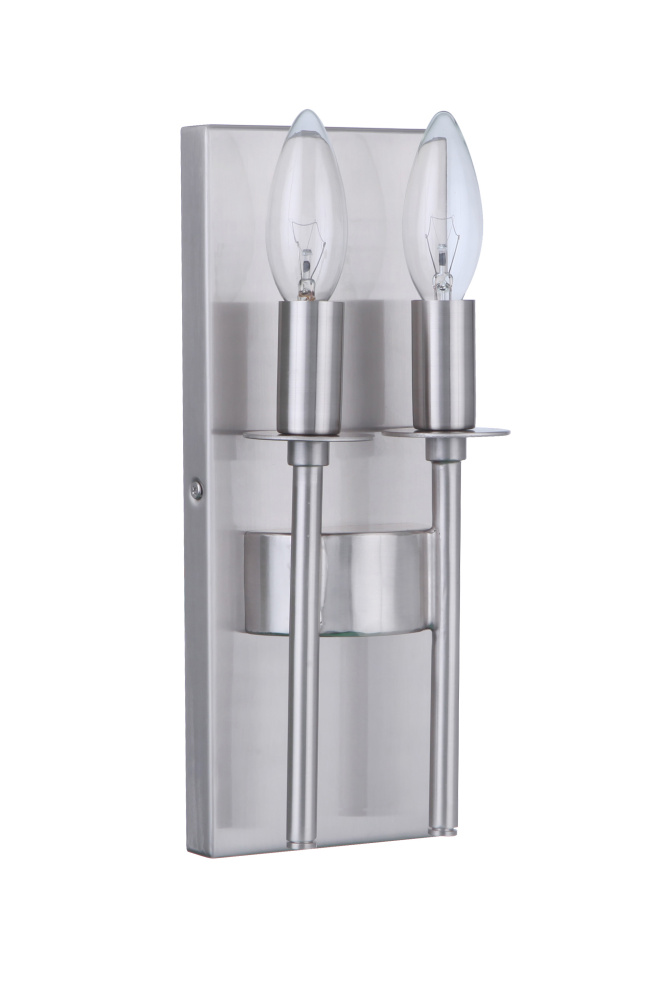 Larrson 2 Light Wall Sconce in Brushed Polished Nickel