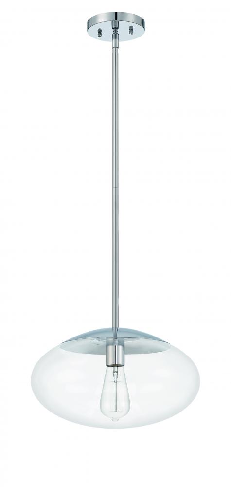 1 Light Large Oval Pendant with Clear Glass