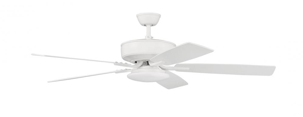 Pro Plus 112 52" 5-Blade Ceiling Fan in White w/ White/Washed Oak Blades; Integrated Light Kit