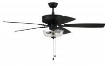 Craftmade P101FB5-52FBGW - Pro Plus 101 52" 5-Blade Ceiling Fan in Flat Black w/ Flat Black/Grey Wood Blades