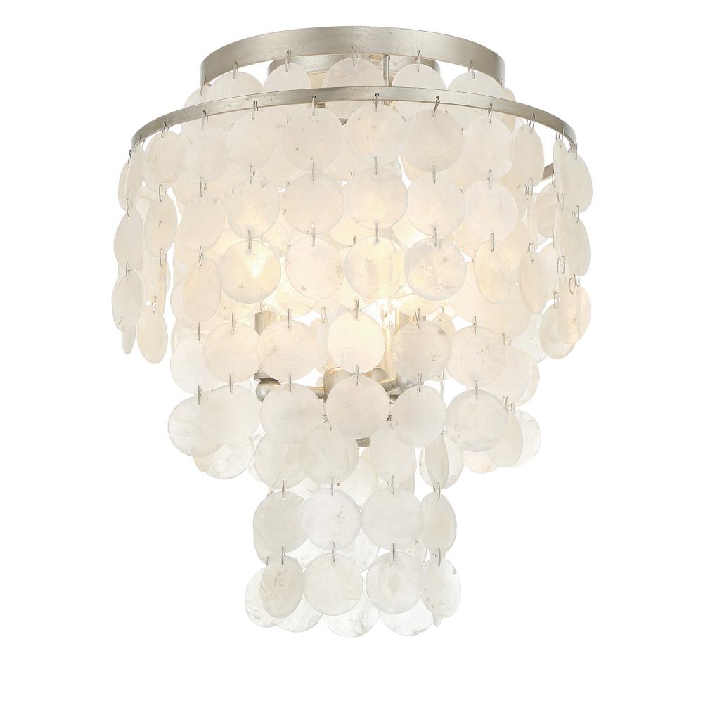 Brielle 3 Light Antique Silver Flush Mount