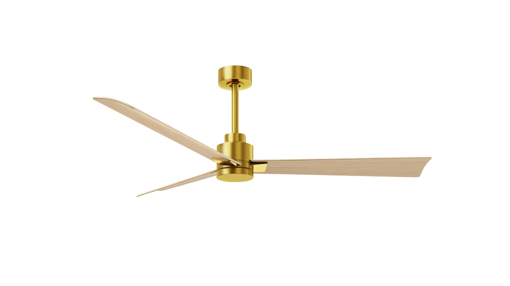 Alessandra - 56" Three Blade Transitional Ceiling Fan - Brushed Brass Finish - Light Maple Blade
