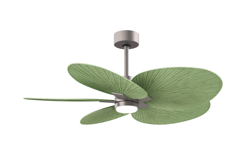 Alessandra Tropical-Five Blade Ceiling Fan-5CCT Integrated LED-Matte White Finish-Palm Leaf Blades
