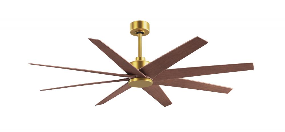 Ariella - Eight Blade Ceiling Fan - Brushed Brass Finish - Walnut Tone Blades