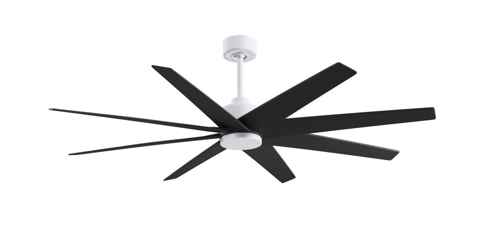 Ariella - Eight Blade Ceiling Fan - Matte White Finish - Matte Black Blades