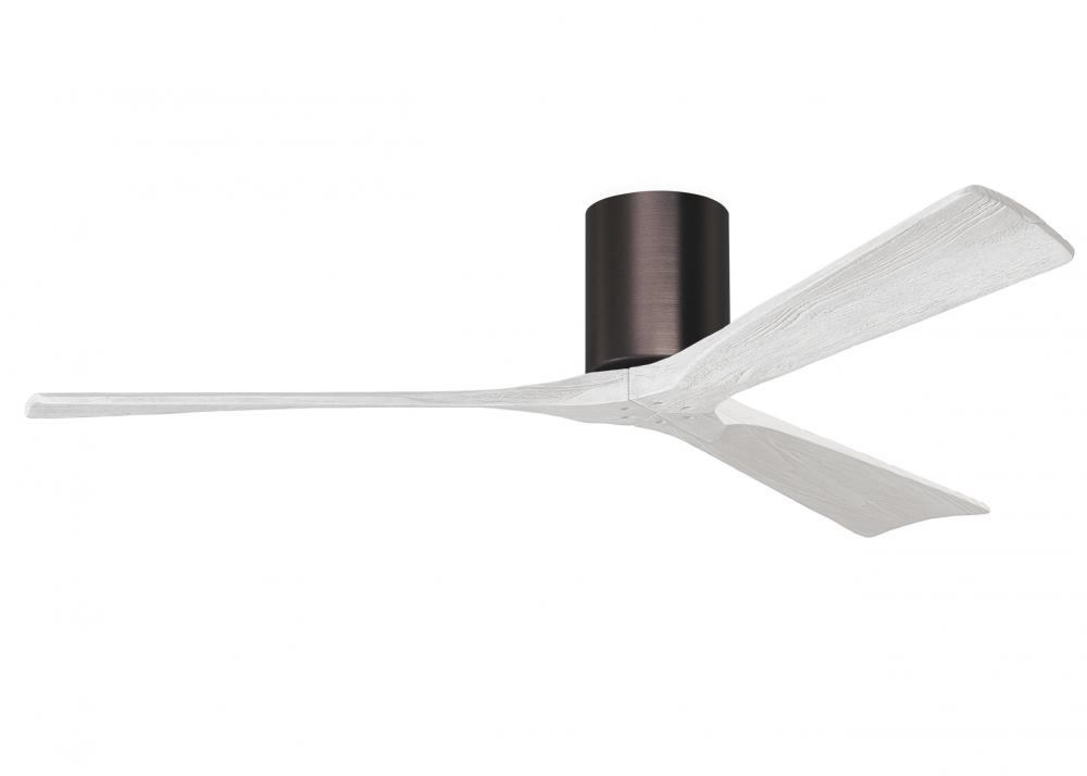 Irene-3H - Three Blade Flush Mount Paddle Fan - 60" - Brushed Bronze Finish - Matte White Blades